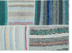 Teselya 25254 Patchwork Striped Wool Handmade Area Rug 5'3" x 7'3"