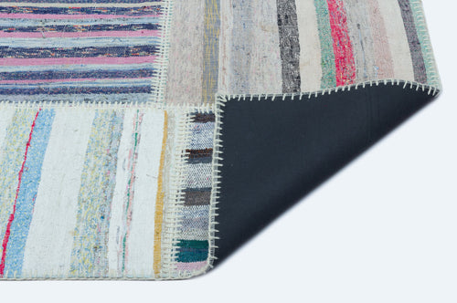 Teselya 25255 Beige Striped Wool Handmade Area Rug 5'3" x 7'3"