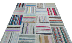 Teselya 25256 Patchwork Striped Wool Handmade Area Rug 5'3" x 7'3"