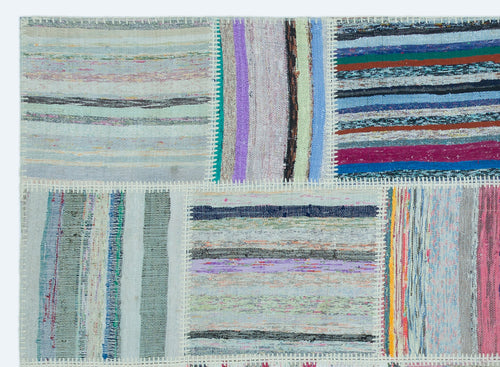Teselya 25256 Patchwork Striped Wool Handmade Area Rug 5'3" x 7'3"
