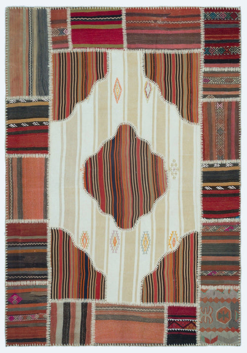 Teselya Beige Vintage Wool Handmade Area Rug 5'3" x 7'6"