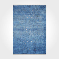 Modern Chenille Area Rug – Washable Non Slip Blue Flatweave Carpet