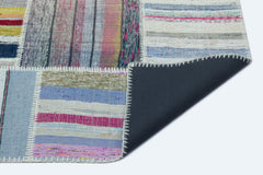 Teselya 25261 Patchwork Striped Wool Handmade Area Rug 5'3" x 7'3"