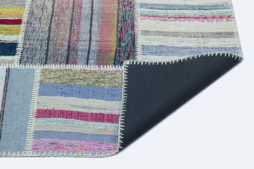 Teselya 25261 Patchwork Striped Wool Handmade Area Rug 5'3" x 7'3"