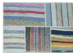 Teselya 25261 Patchwork Striped Wool Handmade Area Rug 5'3" x 7'3"