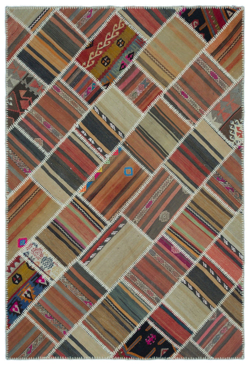 Teselya 25266 Patchwork Vintage Wool Handmade Area Rug 5'3" x 7'9"