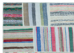 Teselya 25267 Patchwork Striped Wool Handmade Area Rug 5'3" x 7'3"