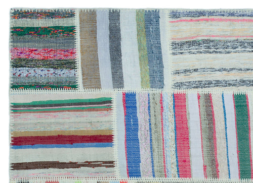 Teselya 25267 Patchwork Striped Wool Handmade Area Rug 5'3" x 7'3"