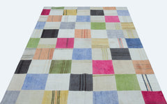 Teselya Beige Patchwork Wool Handmade Area Rug 5'2" x 7'7"
