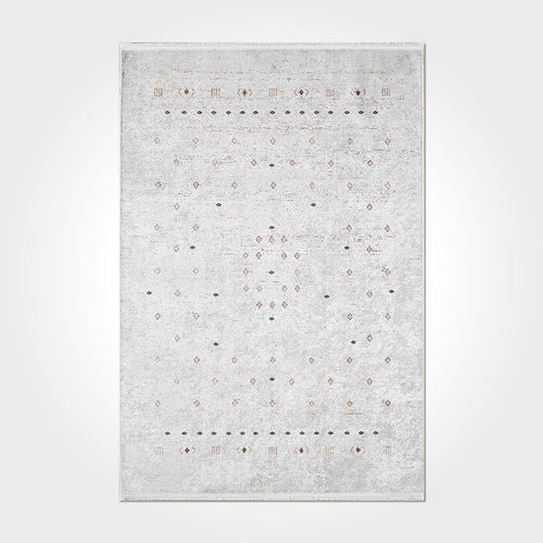 Modern Chenille Area Rug - Washable Non Slip Cotton Polyester Carpet Grey