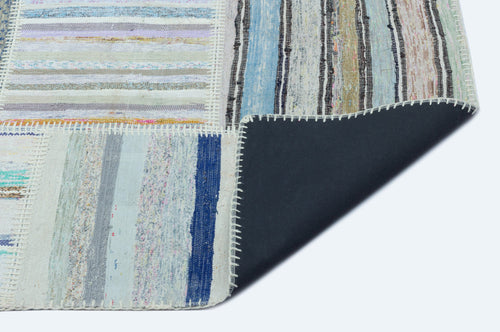 Teselya 25270 Patchwork Striped Wool Handmade Area Rug 5'3" x 7'3"