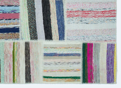 Teselya 25270 Patchwork Striped Wool Handmade Area Rug 5'3" x 7'3"