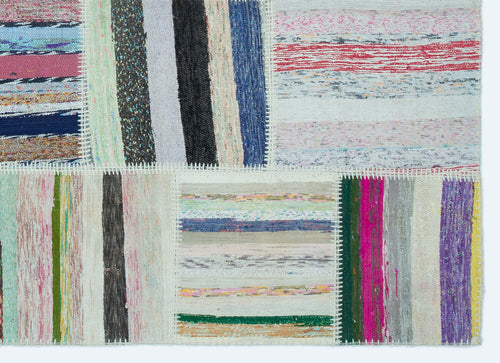 Teselya 25270 Patchwork Striped Wool Handmade Area Rug 5'3" x 7'3"