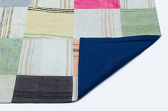 Teselya Beige Patchwork Wool Handmade Area Rug 5'3" x 7'6"