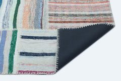 Teselya Beige Striped Wool Handmade Area Rug 5'3" x 7'2"