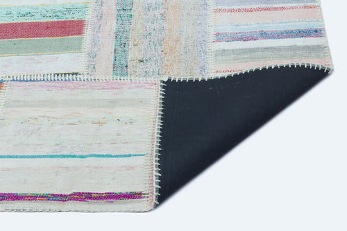 Teselya 25275 Patchwork Striped Wool Handmade Area Rug 5'3" x 7'3"