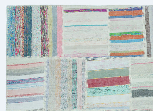 Teselya 25275 Patchwork Striped Wool Handmade Area Rug 5'3" x 7'3"