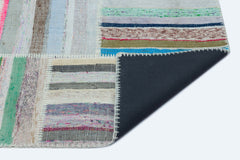 Teselya 25278 Beige Striped Wool Handmade Area Rug 5'3" x 7'3"