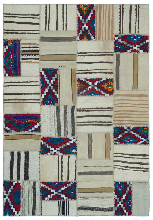 Teselya 25280 Beige Vintage Wool Handmade Area Rug 5'3" x 7'7"