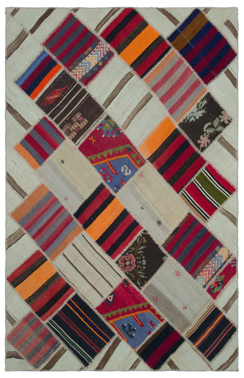 Teselya Beige Vintage Wool Handmade Area Rug 5'1" x 7'10"