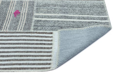 Teselya Blue Striped Wool Handmade Area Rug 5'3" x 7'6"