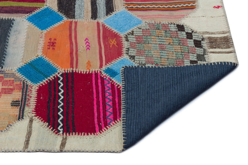 Teselya Beige Vintage Wool Handmade Area Rug 5'4" x 7'7"