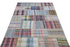 Teselya Beige Striped Wool Handmade Area Rug 4'9" x 7'6"