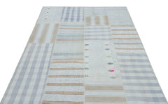 Teselya 25293 Blue Striped Wool Handmade Area Rug 5'2" x 7'5"