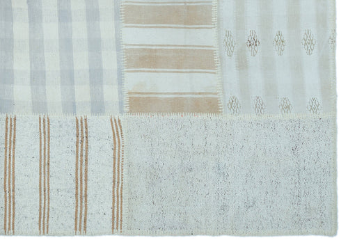 Teselya 25293 Blue Striped Wool Handmade Area Rug 5'2" x 7'5"