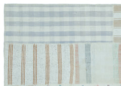 Teselya 25293 Blue Striped Wool Handmade Area Rug 5'2" x 7'5"