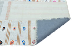 Teselya Beige Striped Wool Handmade Area Rug 5'2" x 7'5"