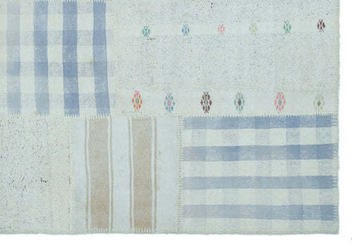 Teselya Beige Striped Wool Handmade Area Rug 5'2" x 7'5"