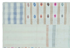 Teselya Beige Striped Wool Handmade Area Rug 5'2" x 7'5"