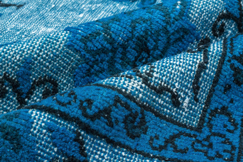 Purplea Turquoise Vintage Wool Handmade Area Rug 5'5" x 8'10"