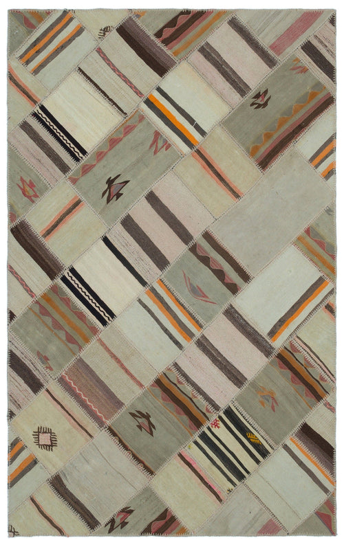 Teselya Beige Vintage Wool Handmade Area Rug 4'10" x 7'9"