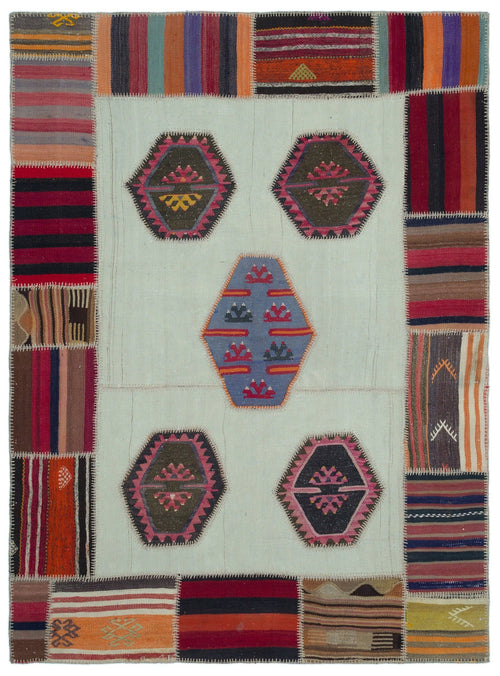 Teselya Beige Vintage Wool Handmade Area Rug 5'5" x 7'5"