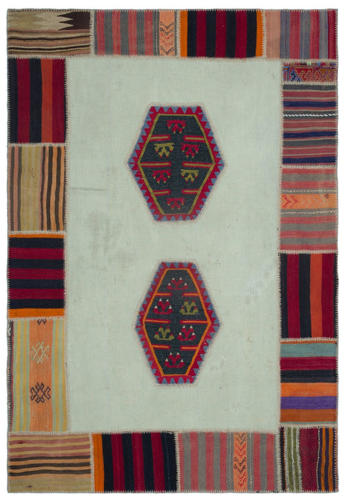 Teselya Beige Vintage Wool Handmade Area Rug 5'4" x 7'10"