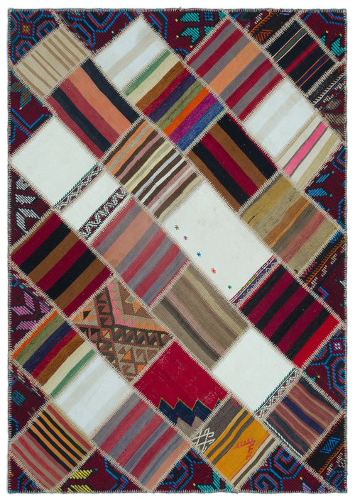 Teselya 25307 Patchwork Vintage Wool Handmade Area Rug 5'3" x 7'5"