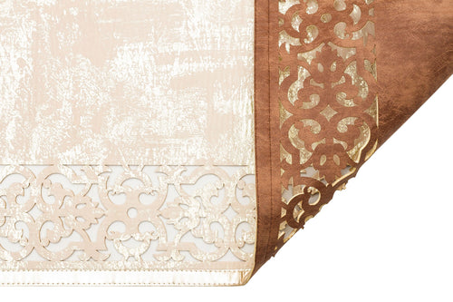 Carved Leather Rug – Modern Cream Leather Carpet With Shiny Border & Antislip