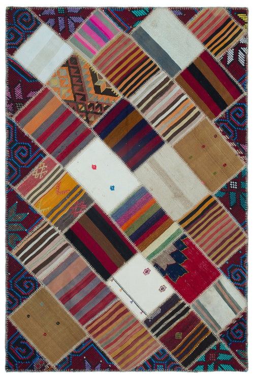 Teselya 25310 Patchwork Vintage Wool Handmade Area Rug 5'2" x 7'9"