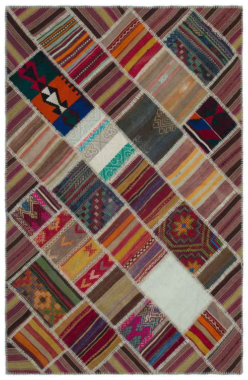 Teselya 25313 Patchwork Vintage Wool Handmade Area Rug 5'1" x 7'10"