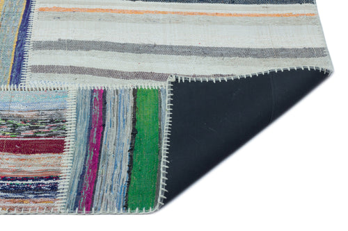 Teselya 25320 Beige Striped Wool Handmade Area Rug 5'2" x 7'3"