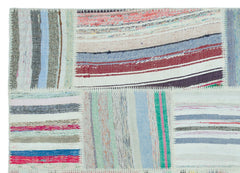 Teselya 25322 Blue Striped Wool Handmade Area Rug 5'2" x 7'3"