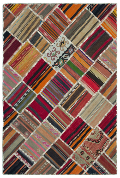 Teselya 25327 Patchwork Vintage Wool Handmade Area Rug 5'3" x 7'9"