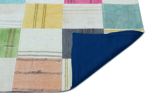 Teselya Beige Patchwork Wool Handmade Area Rug 5'2" x 7'5"