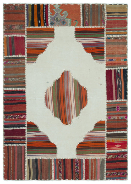 Teselya Beige Vintage Wool Handmade Area Rug 5'4" x 7'7"