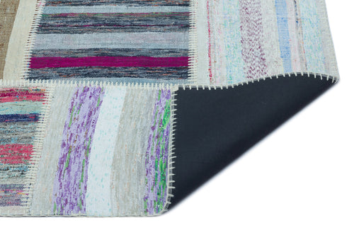 Teselya 25336 Patchwork Striped Wool Handmade Area Rug 5'3" x 7'3"