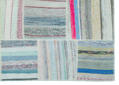 Teselya 25336 Patchwork Striped Wool Handmade Area Rug 5'3" x 7'3"