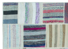Teselya 25336 Patchwork Striped Wool Handmade Area Rug 5'3" x 7'3"