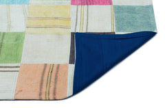 Teselya Beige Patchwork Wool Handmade Area Rug 5'1" x 7'7"